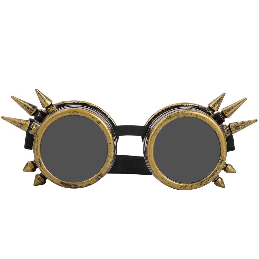 Vintage Spiked Steampunk Goggles Cosplay Glasses Double Layer Windproof (bronze)