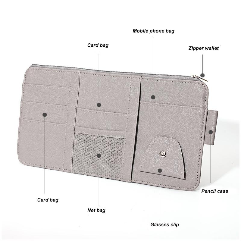 Multifunctional Sun Visor Storage Bag Card Holder Driver's License Bill Card Package Data Cable Storage Sun Visor Organize