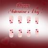 Women's Valentine Special Press On Nail 48Pcs Red Heart Glitters White French Design Multiple Sizes Easy Apply
