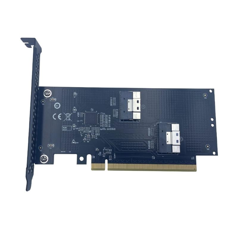 Universelle PCIe4.0/5.0-kompatible Erweiterungskarte zur Umwandlung eines X16-Slots in SlimSAS-Schnittstellen für den Anschluss mehrerer Geräte