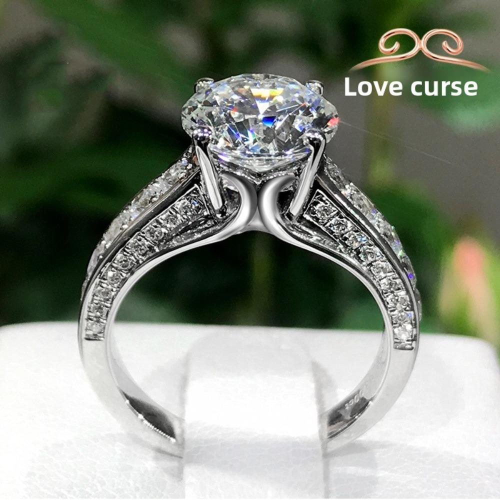 2CT Moissanite Open Ring 4 Prong Pigeon Egg Cut Sparkling Diamond Engagement Ring for Women adjustable