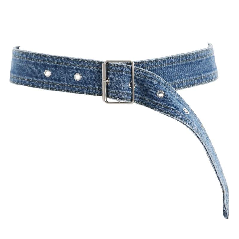 Blue Fashionable Womens Denim Belt For Skirts And Trench Coats Versatile Style 105cm