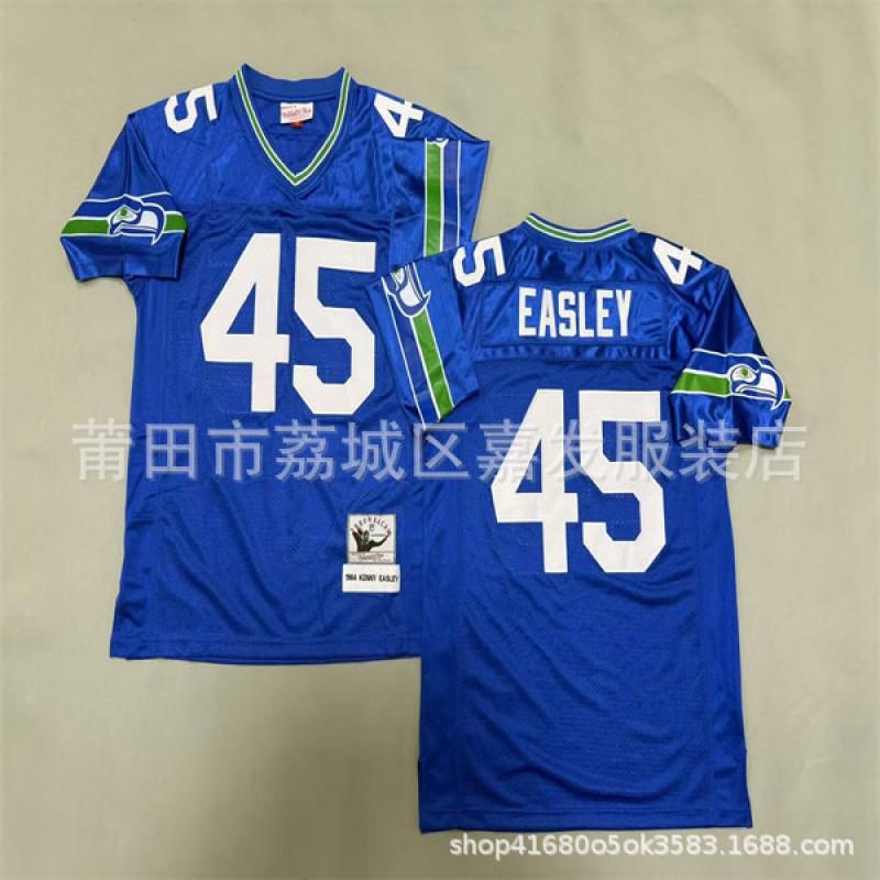 Seattle Seahawks Retro NFL Football Jersey Mens Cotton Team Apparel Vintage 80 96 12 10 37 45 55 24 25 31