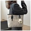 Simple Solid Color Tote Bag Women Large Capacity Faux Leather Shoulder Handbag Urban Commuter Bucket Purse