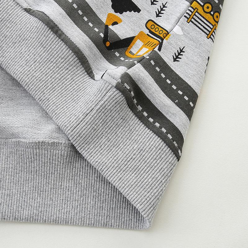 Mode pojktröjor, tryck med entreprenadfordon, långärmad barnpullover, stickad bomull, barnsweatshirts