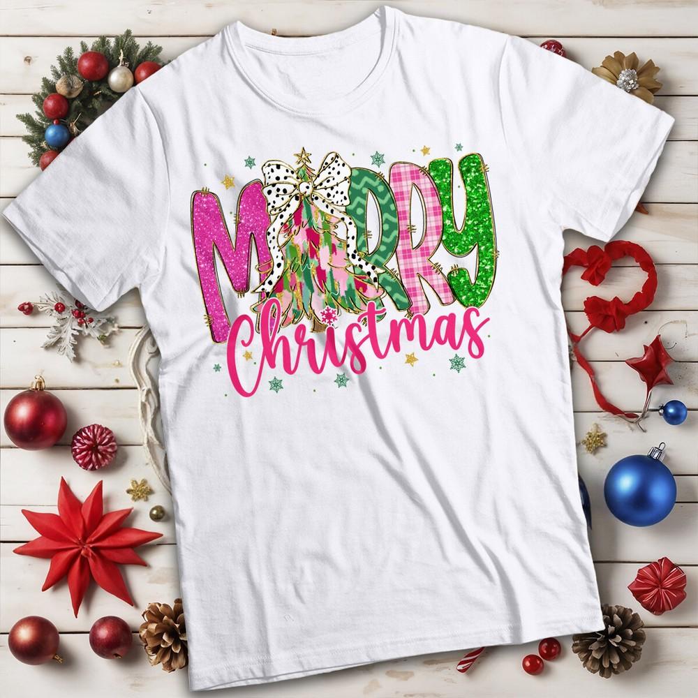 Mens and Womens Merry Christmas Tree T-Shirt Tee #MC