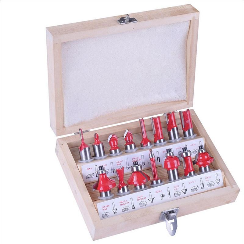 1/4 15pcs Shank Router Bit Set Trimming Bit Straight Milling Cutter Wood Bits Tungsten Carbide Cutting Woodworking