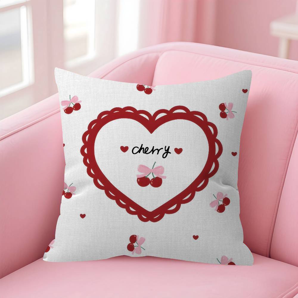 Pink Bow Cherry   Pillow Cover Design cushion Cover decor Holiday Decorati