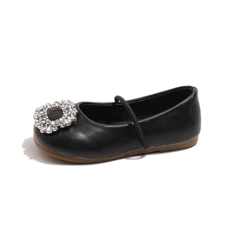 

New Style French Charm Square Toe Ballet Flats Girls Rhinestone One-Toneip-On Shoes with Skirts Soft Sole Single Shoes 25