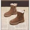 Versatile Shoes with Fleece-lined Short Boots - New Style Snow Boots, Mid-calf Thick Heel, Cotton Boots