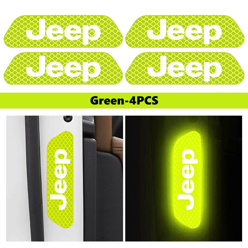 4pcs Car Door Stickers Reflective Auto Door Sticker Accessories For Jeep Cherokee Wrangler JK Gladiator Compass Renegade Patriot