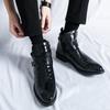 Leather Men Ankle Shoes Slip-on Dress Formal Boot for Man Pointed Toe Knight Botas Masculino Autumn Winter Elegant Chelsea Boots