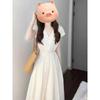 V-neck white dress children's summer elegant new seaside vacation small temperament waist dress