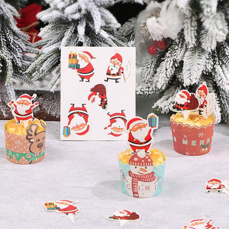 50 Stück Weihnachten Cupcake Backwerkzeug Tassenblech Cartoon Rentier Schneemann Muffin Kuchen Papierförmchen Weihnachten Party Dekoration