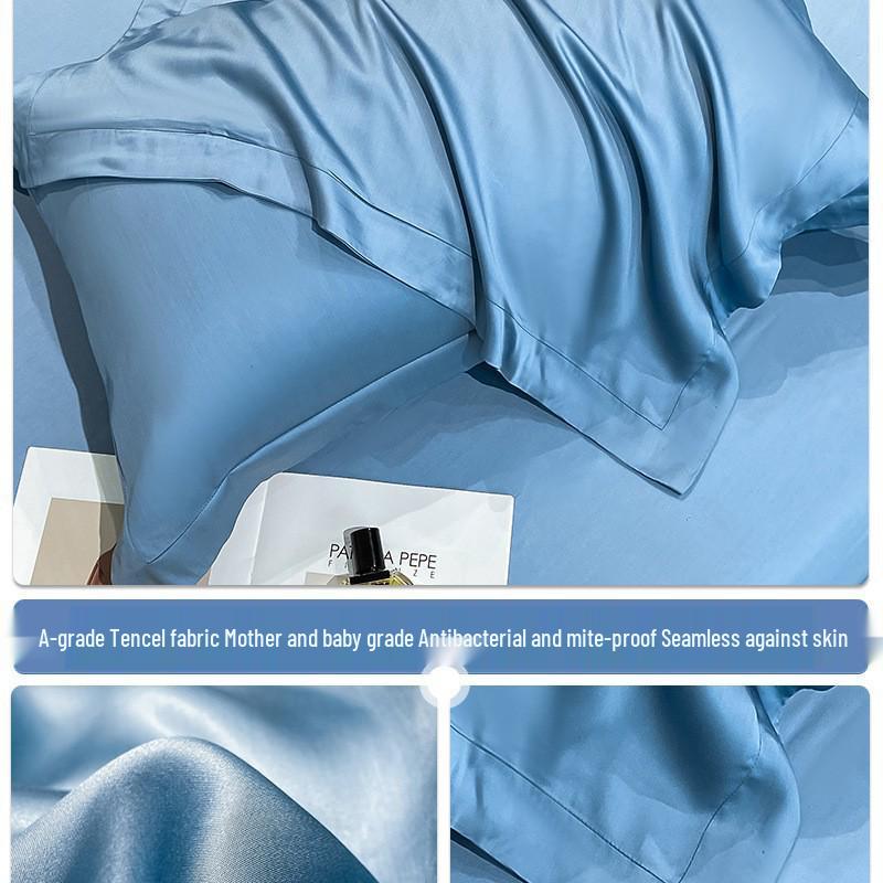 Set di Due Federe in Seta Tencel - Colore Unito per Uso Domestico o in Dormitorio