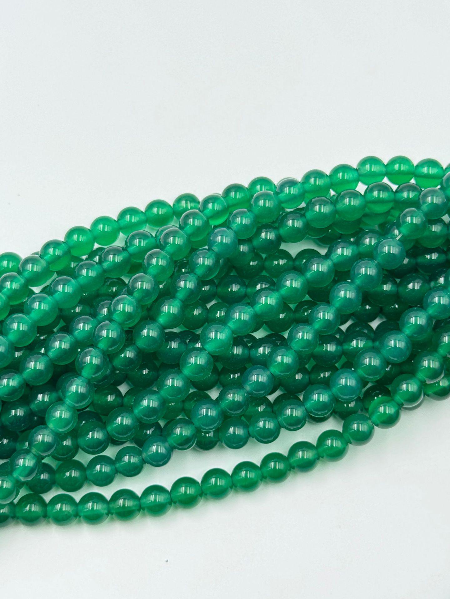 Imperial Green Chalcedony Agate Round Beads for DIY Jewelry  Accessories, Baroque Style 6MM (about 62 beads)