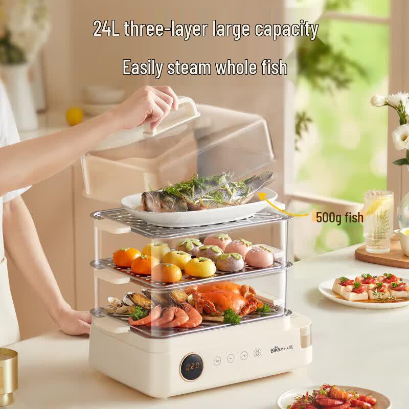 BEAR 24L 3-Tier Electric Steamer CN Plug (adapter Included)