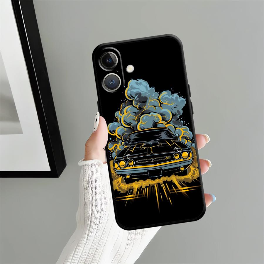 Retro Cartoon Car Case for Apple iPhone 17 Pro Max 12 XR XS MAX 14 15 Pro 7 8 16 Air 11 13 Funda Phone Cover