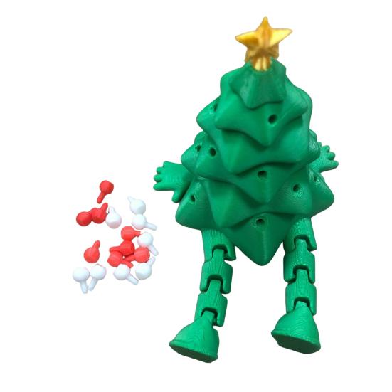 3D Printed Christmas Tree Ornament Desktop Tree Figurine with Flexible And Movable Joint for Relaxing Xmas Tabletop Decoration for Home Office Decor
