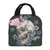 Vintage Gothic Skull Roses Insulated Lunch Bag for Women Children Portable Food Boxes Thermal Lunch Box Tote