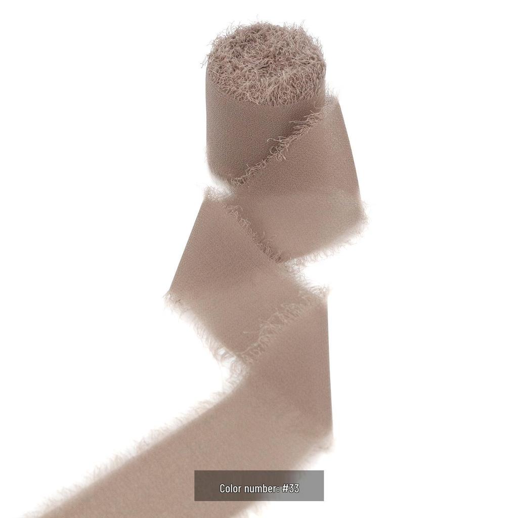 Handmade Pearl Chiffon Ribbon with Frayed Edges for Wedding Bouquets