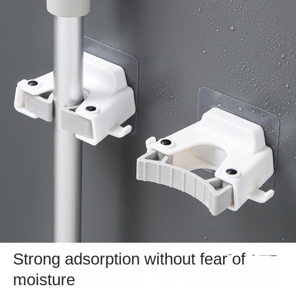 Multi-pot Application Wall-mounted Mop Holder Punch-free Mop Clamp Hook Neat Mop Rack  Bathroom