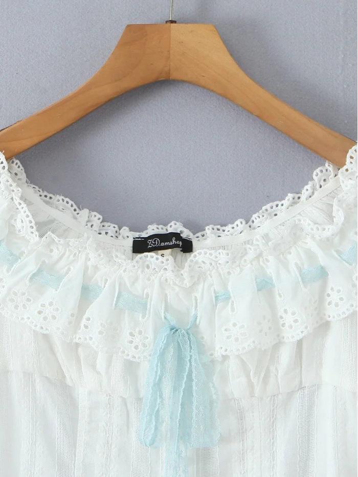 Lace Trim One-Shoulder Camisole - Color Block Slimming Button-Down for Women