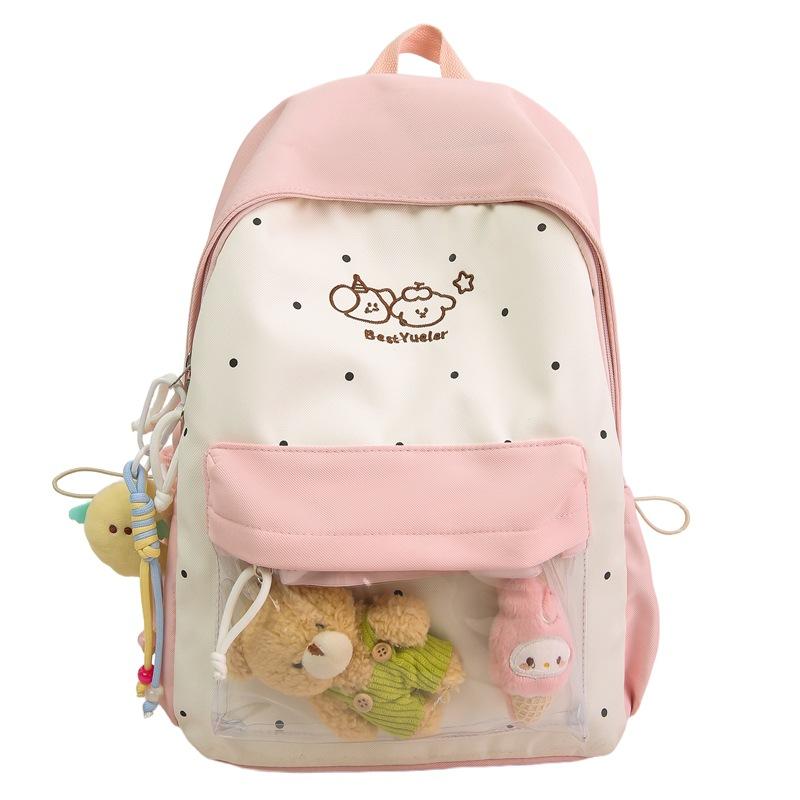 Schoolbag new high-value schoolbag female sweet dopamine cute cartoon backpack high school student lightweight large-capacity backpack