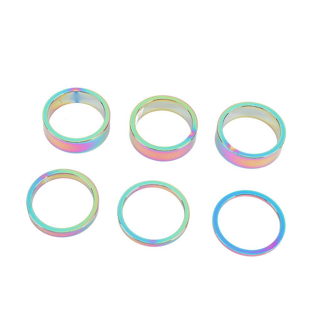 X23510 6PCS Bike Headset Spacer 28.6mm 1.1in Mountain Bike Aluminium Alloy Front Fork Spacer Washer 10mm 5mm 3mm 2mm