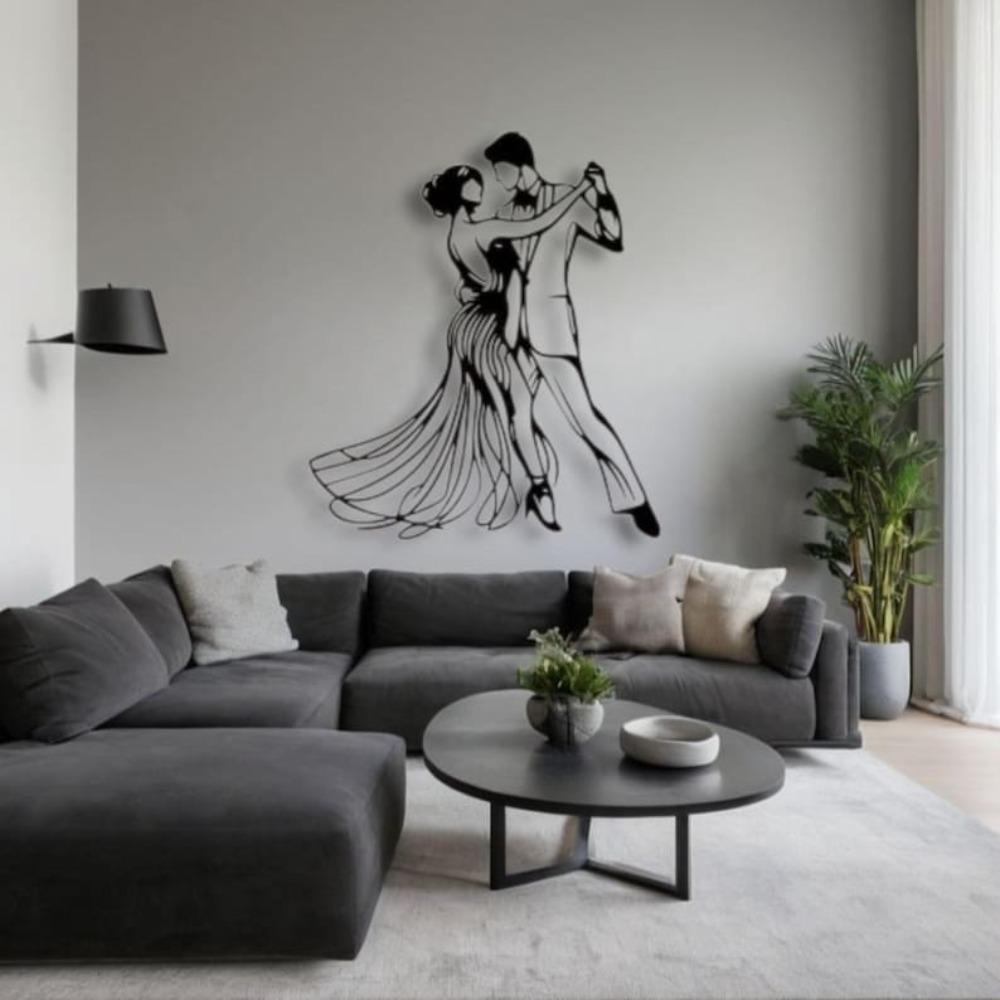 Modern Dance Couple Metal Wall Art Silhouette Tango Dancer Home Decor