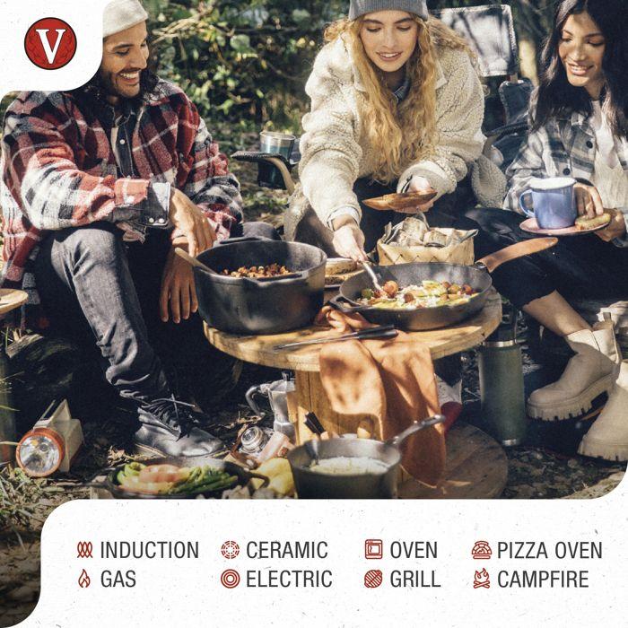 Cocotte Induction Fonte Émaillée 25 cm, Dutch Oven 3,8L, Sans PTFE et PFOA Victoria 32296 Noir