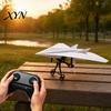 DIY Paper Plane Set RC Airplane Kit, Remote Control Electric Module with Gyro Aircraft Launcher Component Stabilizer, Dual Propellers, for Beginner