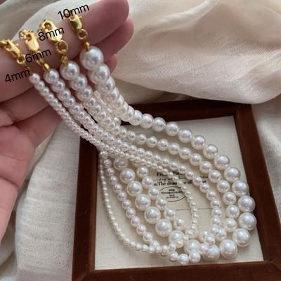 Versatile Necklace, Super Bright Pearl Neck Chain, French Unique Retro Mini Summer Light Luxury Niche
