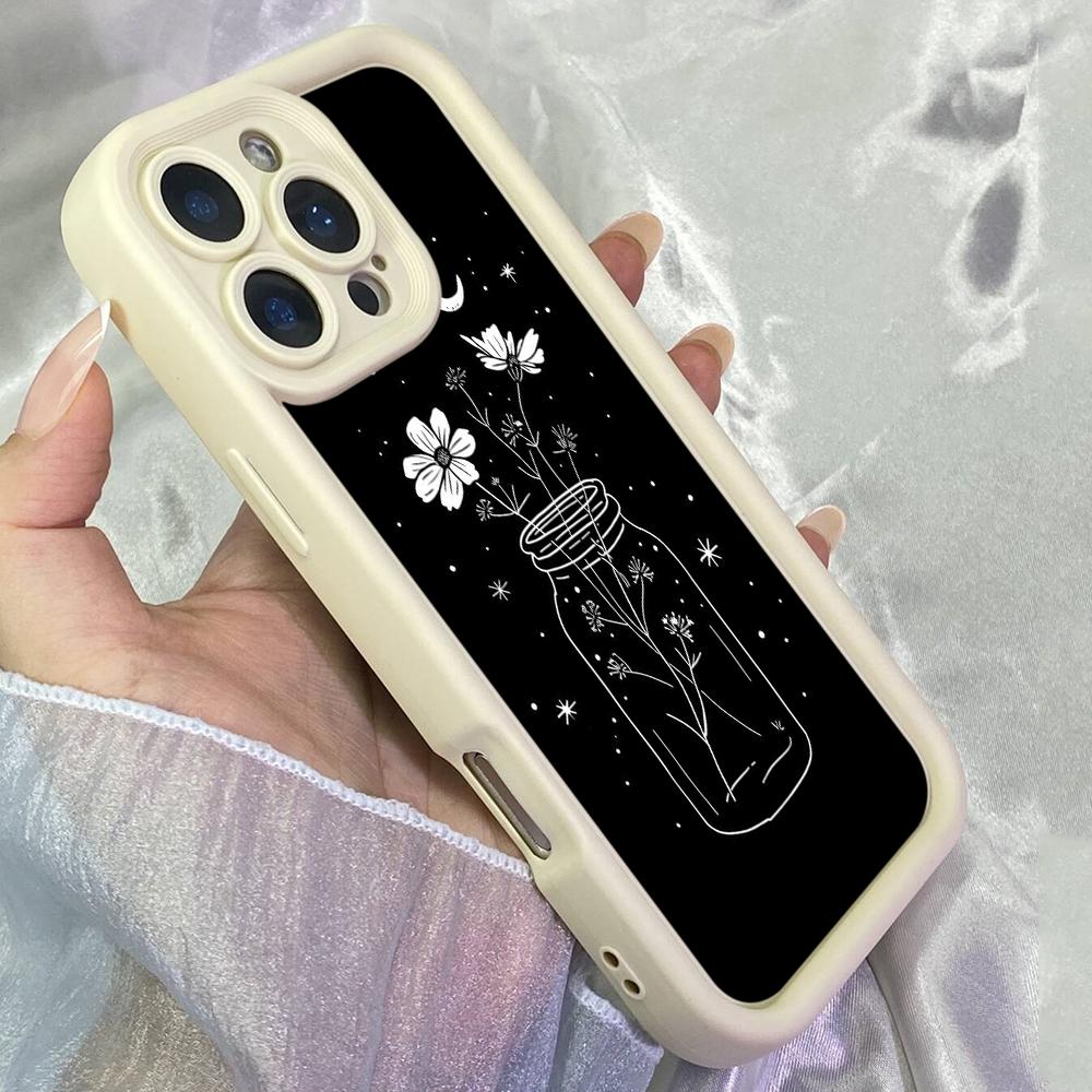 JT93 black white art drawing line for iPhone 17 16 15 14 Pro Max Samsung S26 S25 S24 Ultra A17 A16 A07 A56 A06 Xiaomi 15T Redmi 14C 15c Soft TPU Case