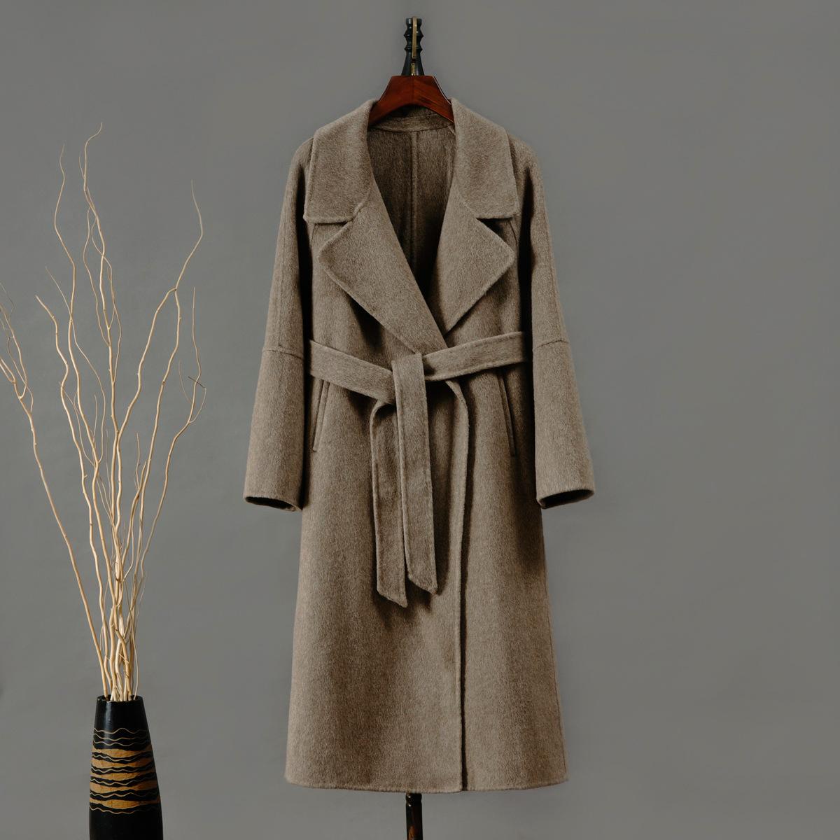 Осенне-зимнее двухстороннее шерстяное пальто длинное корейское свободное повседневное шерстяное пальто S