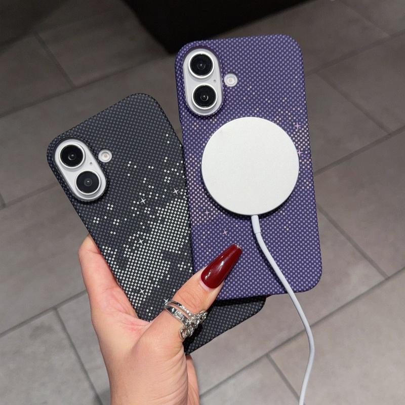 Magnetic Ultra Thin Carbon Fiber Texture Case For iPhone 17 16 15 14 13 12 Pro Max Plus For Magsafe Shockproof Matte Hard Cover