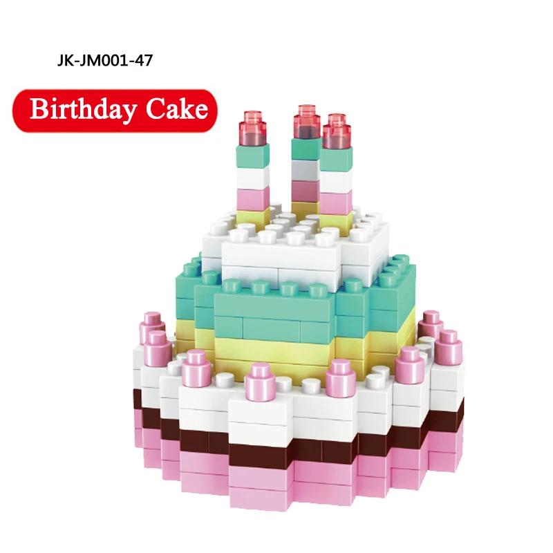 Fast Food Burger Mini Building Blocks DIY French Fries Donuts Birthday Cake Model Building Toys for kids educational