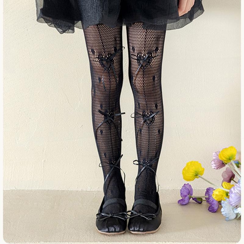 Soft and Breathable Children's Pantyhose Baby Leggings with Bowknot Detail, Trendy & Comfortable Long Stockings