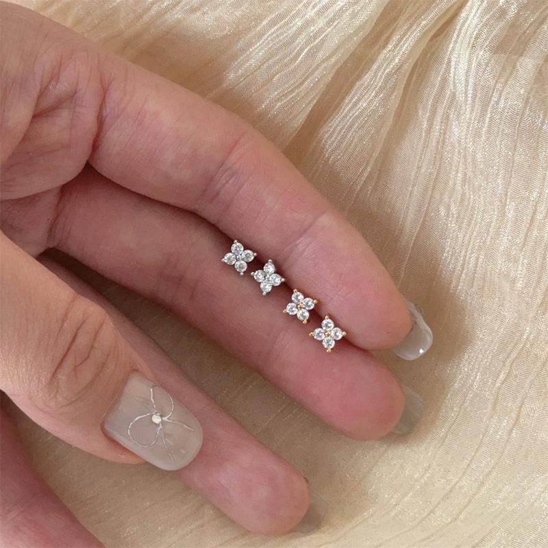 

3/4/5MM 925 Silver 5A Zircon Simple Star Tiny Stud Earrings for Women Fine Jewelry Minimalist Ear Hole Care Accessories 3mm