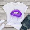 Shut Up Lips Harajuku Funny Printed Women T Shirt Girl O Neck Aesthetics Print Casual Short