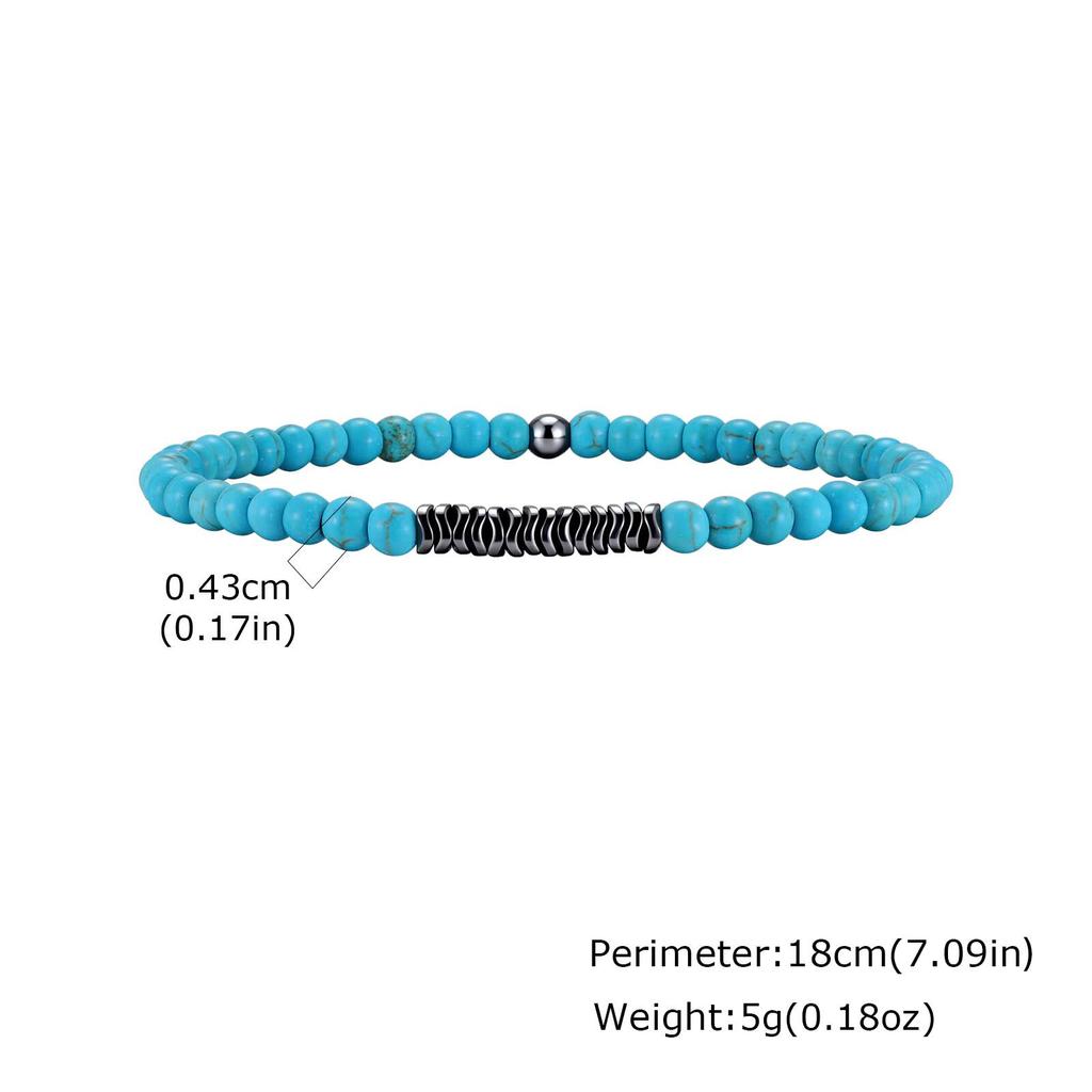 Vnox 4.3mm Beaded Bracelet for Men Boys, Irregular Black Stone Hematite Tiger Eye Stretch Bracelet, Meditation Yoga Jewelry Gift