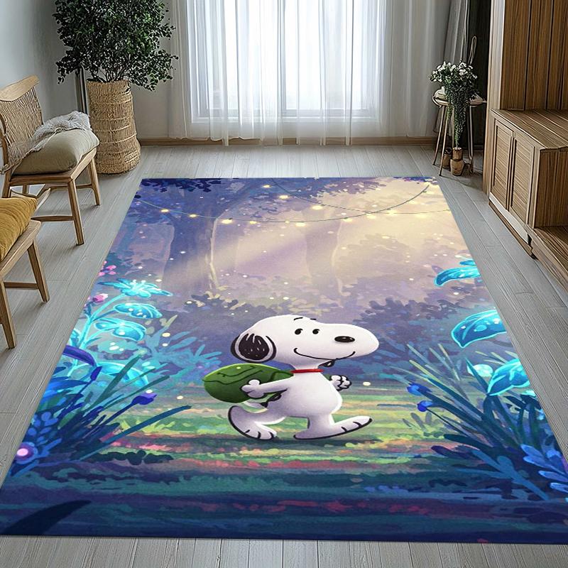 Süßer Snoopy Hund Cartoon Wohnzimmer Rutschfester Bereichsteppich Weicher Teppich für Schlafzimmer Kinderzimmer Spielzimmer Sofa, Heimdekoration Fußmatte Geschenk