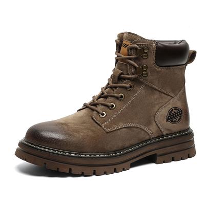 Fashion Trendy Men's Desert Boots High Top Work Boots for Men Casual Shoes Punk Style Lace-up Motorcycle High Quality Cowboy Ankle Boots