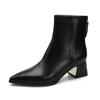 Korean version of pointed brown short boots, children's customized rear zipper thick heel women's boots customized autumn and winter new high-heeled