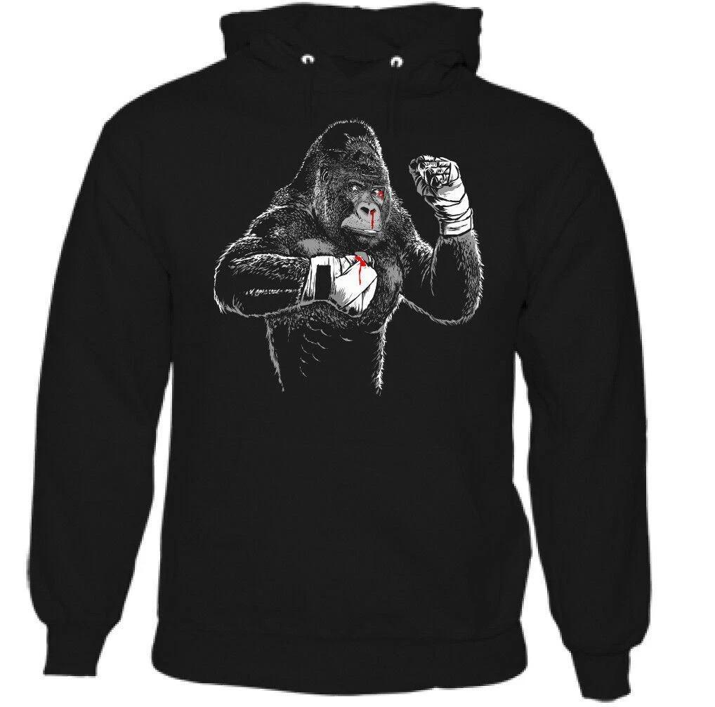 Boxing Gorilla Mens Funny Gym Hoodie MMA Muay Thai Kick Boxing Training Top