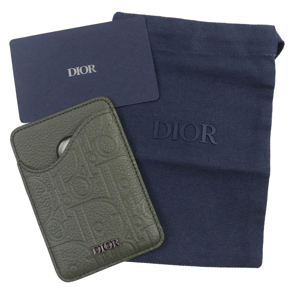 Excellent DIOR Card Case SADDLE Logo Magnet Gravity Leather Card Holder khaki 2ADCH168FLG Used