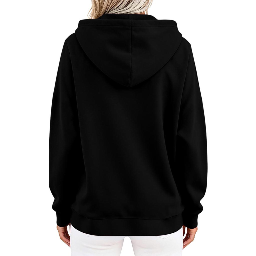 Women's Color Pullover Hoodie Casual Versatile Basic Top