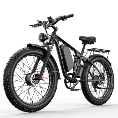 Electric Mountain Bike Ebycco EB7 Pro 26" Fat Tire Adult Ebike 1000Wx2 Motor Top Speed 50Km/h Full Suspension 52V 23AH Black