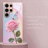 Sparkling pink rose butterfly glass phone case suitable for Samsung Galaxy S26 S25 S24 S23 S22 S21 S20 FE/Ultra/Plus anti drop