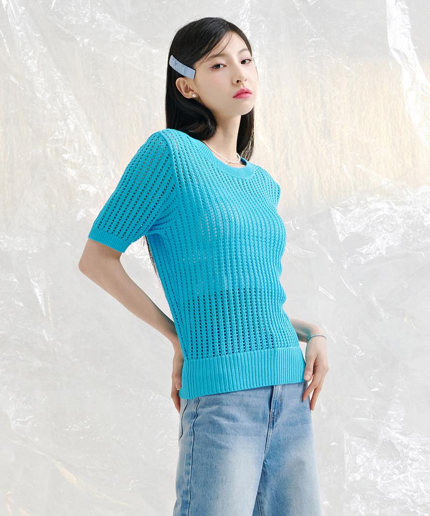 CHASECULT Women'S Scalloped Knit Short Sleeve Sweater-Cbpg5692D0D